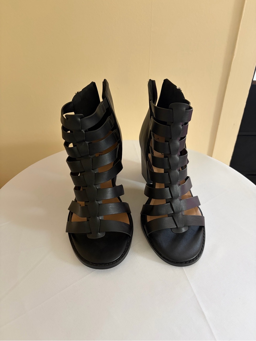 Women's Black Strappy Gladiator Sandal Boot